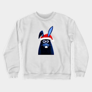 Crazy black rabbit in Santa Claus hat Crewneck Sweatshirt